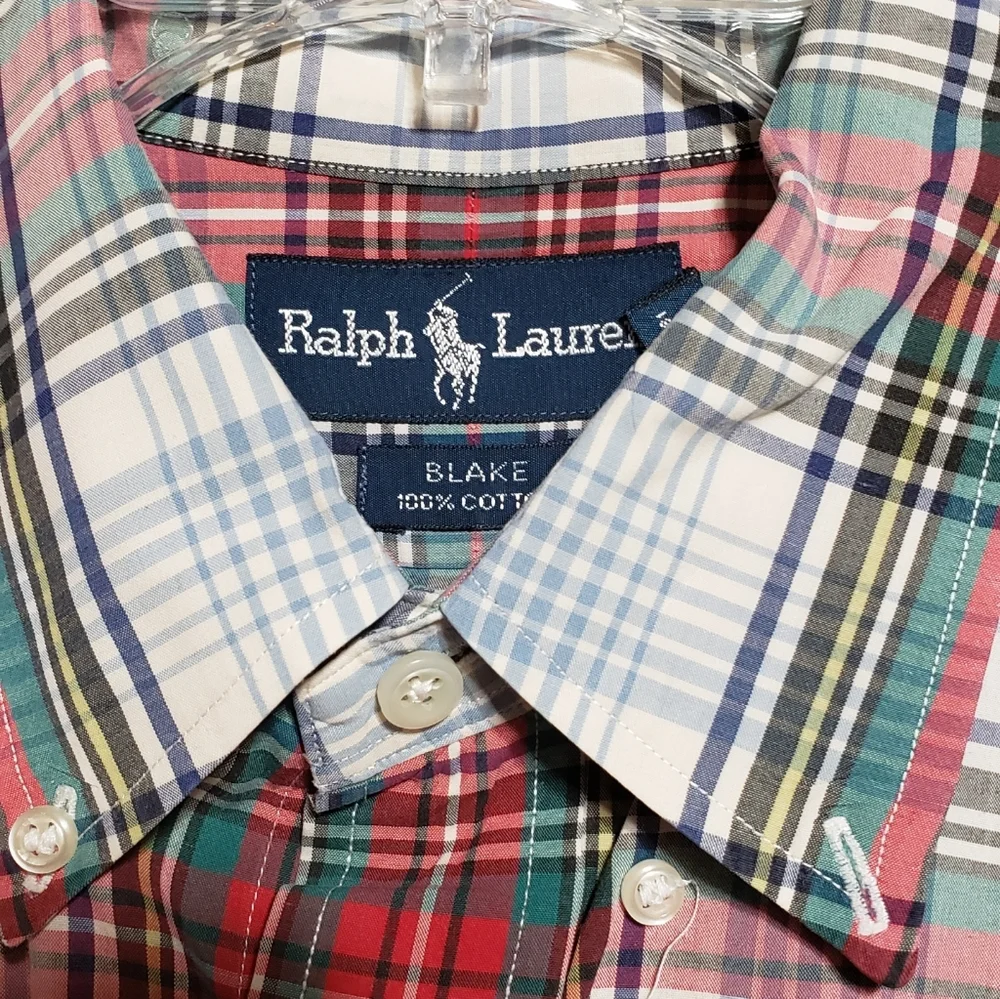 Ralph Lauren Blake Plaid XL Button Down Collar Cotton Shirt - Picture 3 of 3